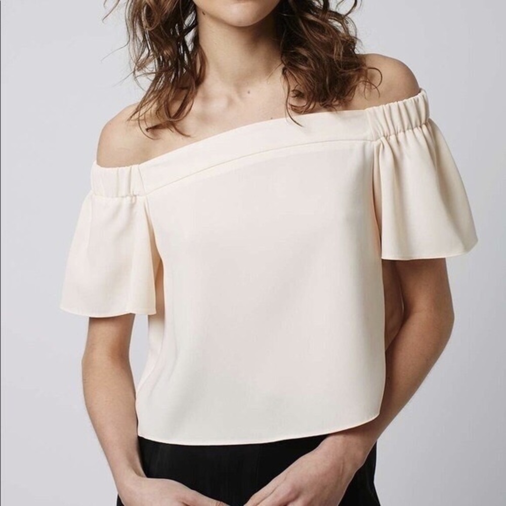 Topshop Off the Should Crop Top - White